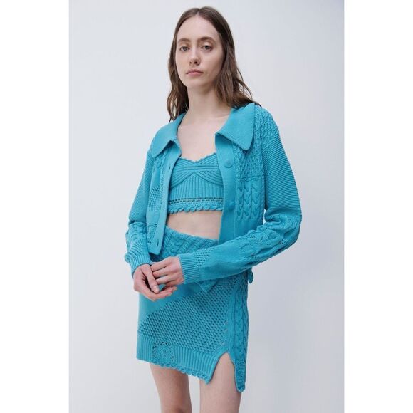 Jonathan Simkhai NWT Ofira Patchwork Top in Laguna Size L - Picture 6 of 10